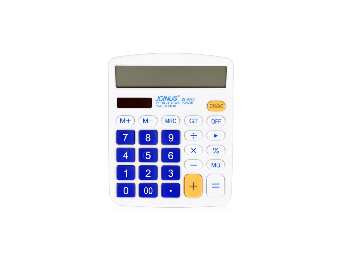 Calculadora de escritorio de 12 dígitos con doble alimentación y pantalla LCD solar azul oscuro