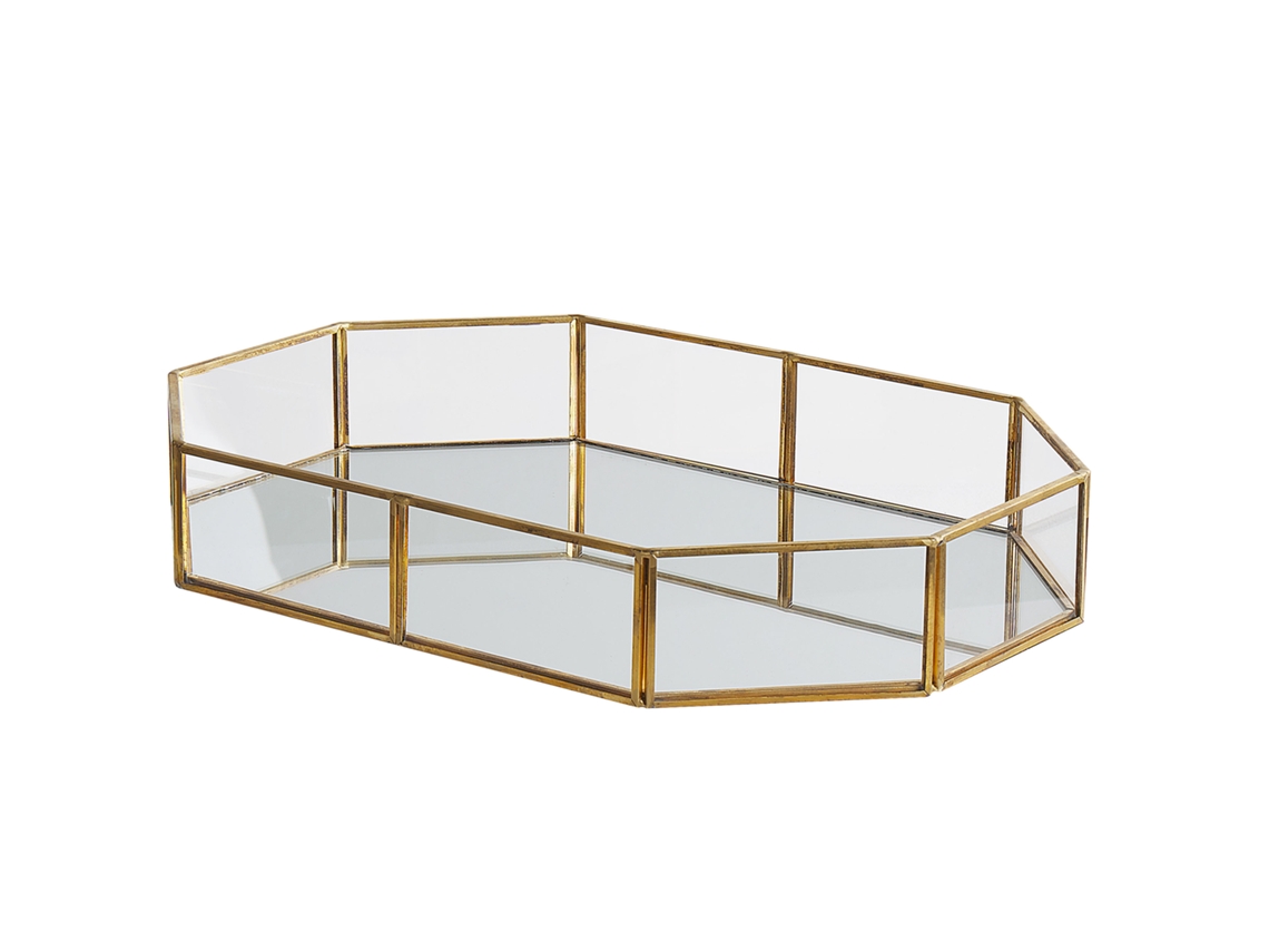 Bandeja BELIANI Chabris de Vidrio, Latón Dorado 32x22x6