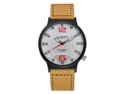 Reloj De Pulsera Para Hombre Clásico Estilo Lujo Cuero Pu Analógico De Quartzo Beige