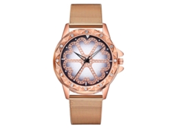 Reloj De Pulsera De Aleación Para Mujer Con Diamantes De Imitación, Esfera Redonda, Movimiento De Cuarzo Analógico, Oro Rosa.