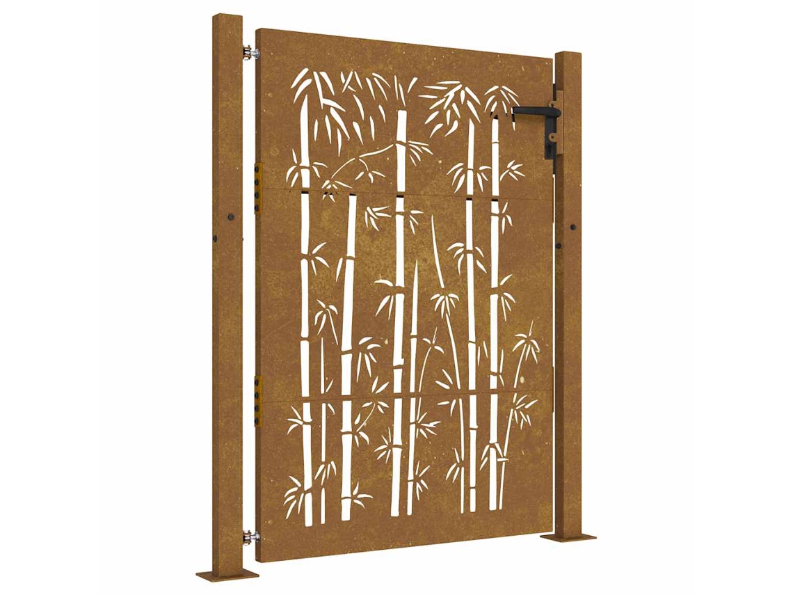 Maison Exclusive - Puerta De Jardín 100x125 Cm De Acero Corten Con Diseño De Bambú
