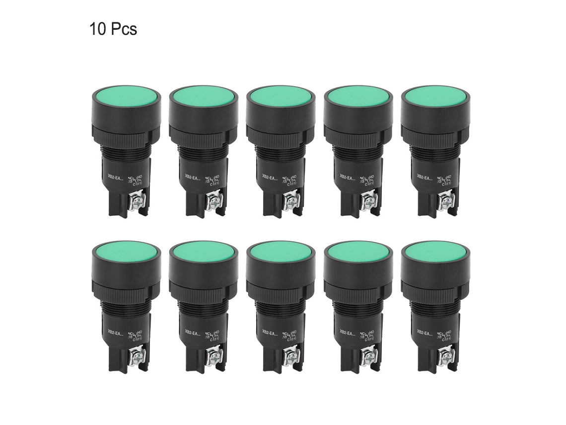 10 Piezas Botón De Pulsación Serie Xb2-ea Interruptor De Control 660v 10a Botón De Reinicio Verde Xb2-ea135