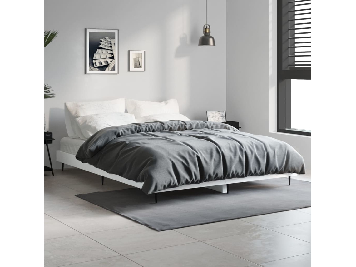 Estructura De Cama Madera De Ingeniería Blanca 135x190 Cm