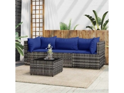 Conjunto de salón de jardín de 4 piezas con cojines de ratán gris Dkd Home Decor