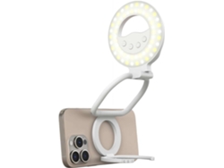 Luz magnética para selfies, luz LED plegable con espejo y soporte para teléfono móvil, 3000-6500k Ikikso (blanca)