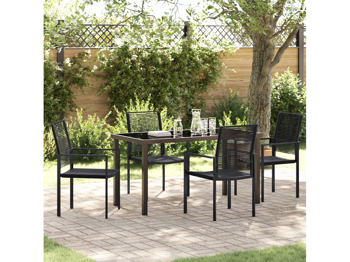 Juego de comedor de jardín de 5 piezas de mimbre de PVC negro Wsd191737 Lovely Home