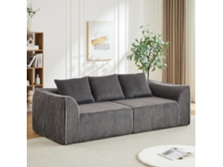 Sofá Minimalista 235cm 3 Plazas - Líneas Curvadas, Respaldo Ligeramente Inclinado, Con Dos Cojines - Gris