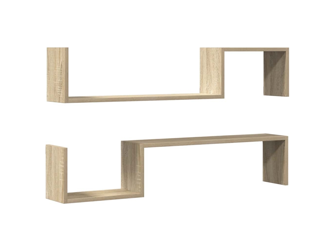 Juego de 2 estantes de pared de madera de roble, Sonoma, EXCLUSIVA MAISON