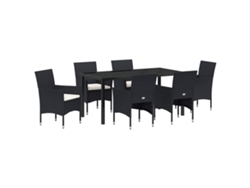 Maison Exclusive - Conjunto De Comedor De Jardín 7 Pcs Negro Ratán Sintético