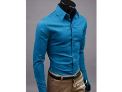 2026-camisas De Lujo Para Hombres Casual Slim Fit Manga Larga Cuello Redondo Estilo Formal Esw Xl Azul Elegante