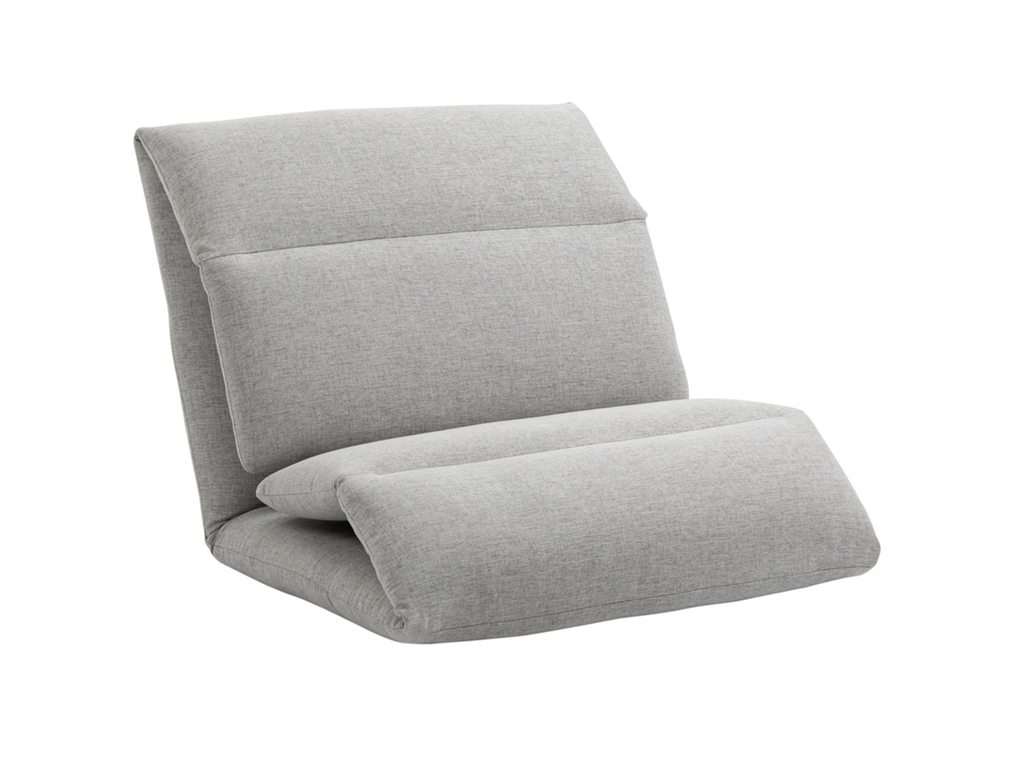 Silla de suelo, colchón para invitados, aspecto de lino, material exterior transpirable, gris claro.