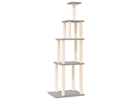Rascador para gatos con postes de sisal gris claro 183 cm VIDAXL