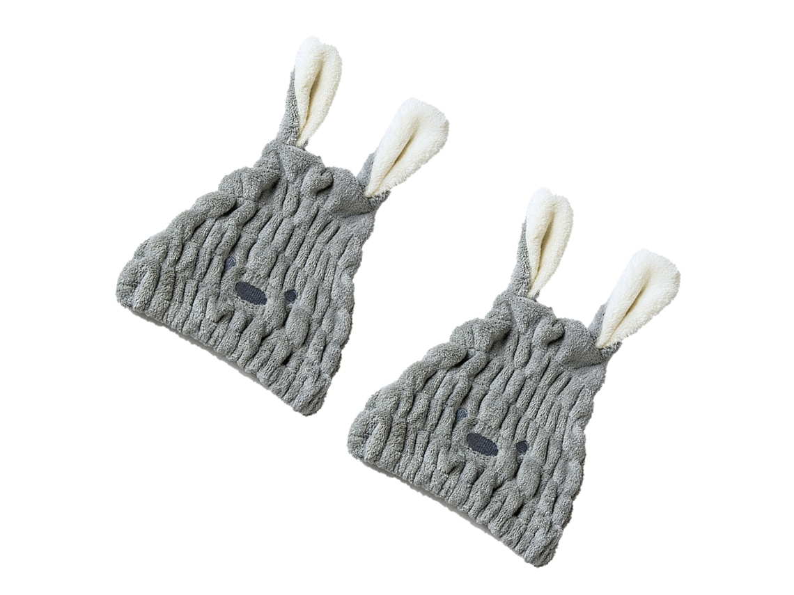 Juego de Toalla Kofihety Gorro Secado Cabello Poliéster Gris - 2 unid (25x15x5cm)