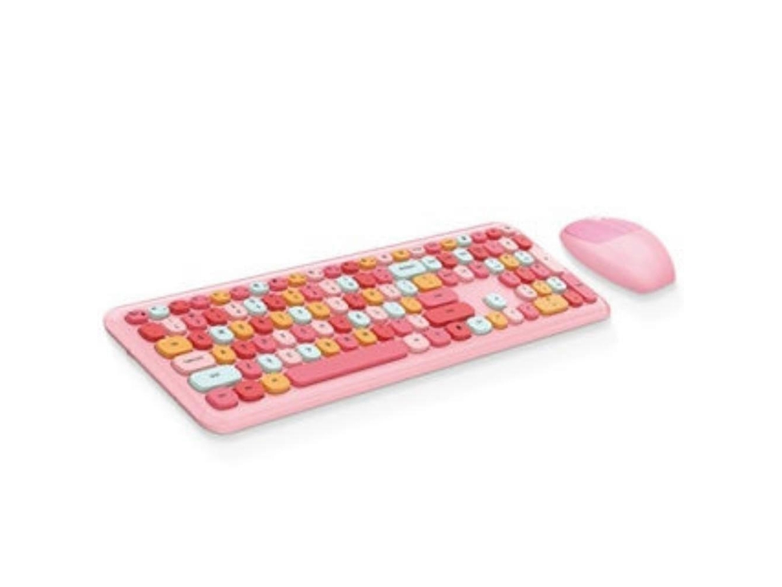 Juego de teclado y ratón Bluetooth de diseño retro rosa, accesorios inalámbricos para ordenador, teclados y teclados numéricos Ly Ebike