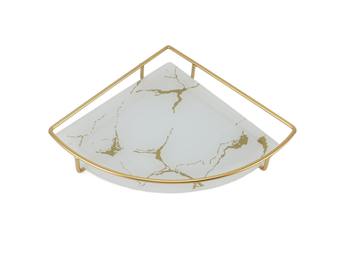 Bandeja de baño triangular dorada, decorativa y ligera de lujo