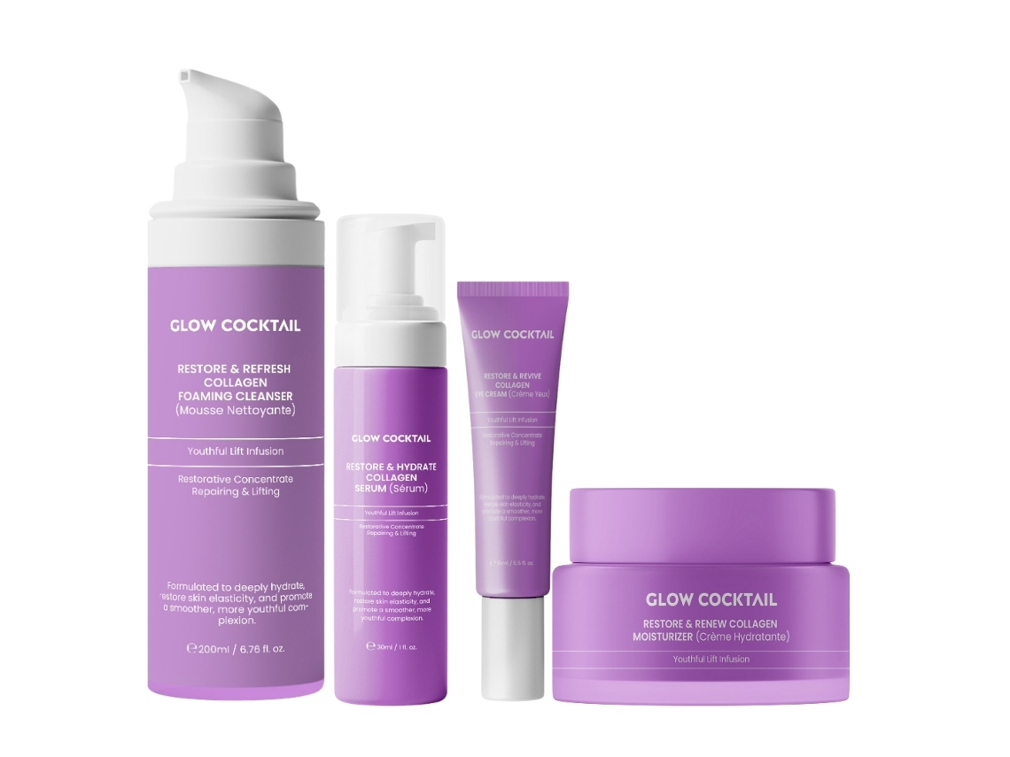 Kit Colágeno Restore – Hidratante, Sérum, Crema de Ojos y Limpiador