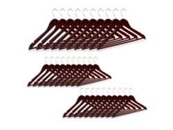 Conjunto De 30 Cabides De Madeira Relaxdays, Para Calças, Saias, Vestidos, Casacos, Ganchos Giratórios, Castanho