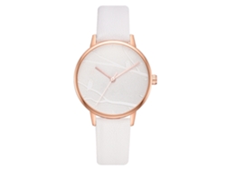 Reloj De Pulsera De Cuarzo Para Mujer Con Correa Ajustable De Pu Y Esfera Redonda Blanca.