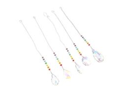 Colgantes de cadena de cristal prisma arcoíris para decoración de oficina, juego de 5 piezas con cristales artificiales.