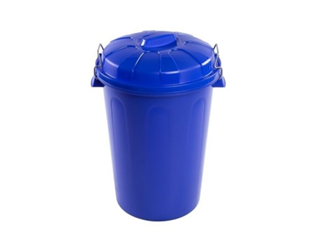 Cubo de basura con tapa 21 litros basurero azul asas de presión