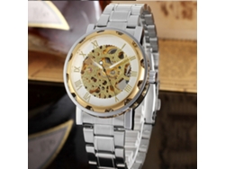 Reloj Automático Mechanico Impermeable Hombre Winner Oro Blanco