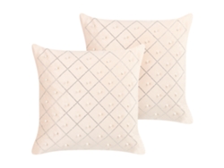 Juego de cojines decorativos BELIANI Yarrow de Terciopelo Beige 45x45x10