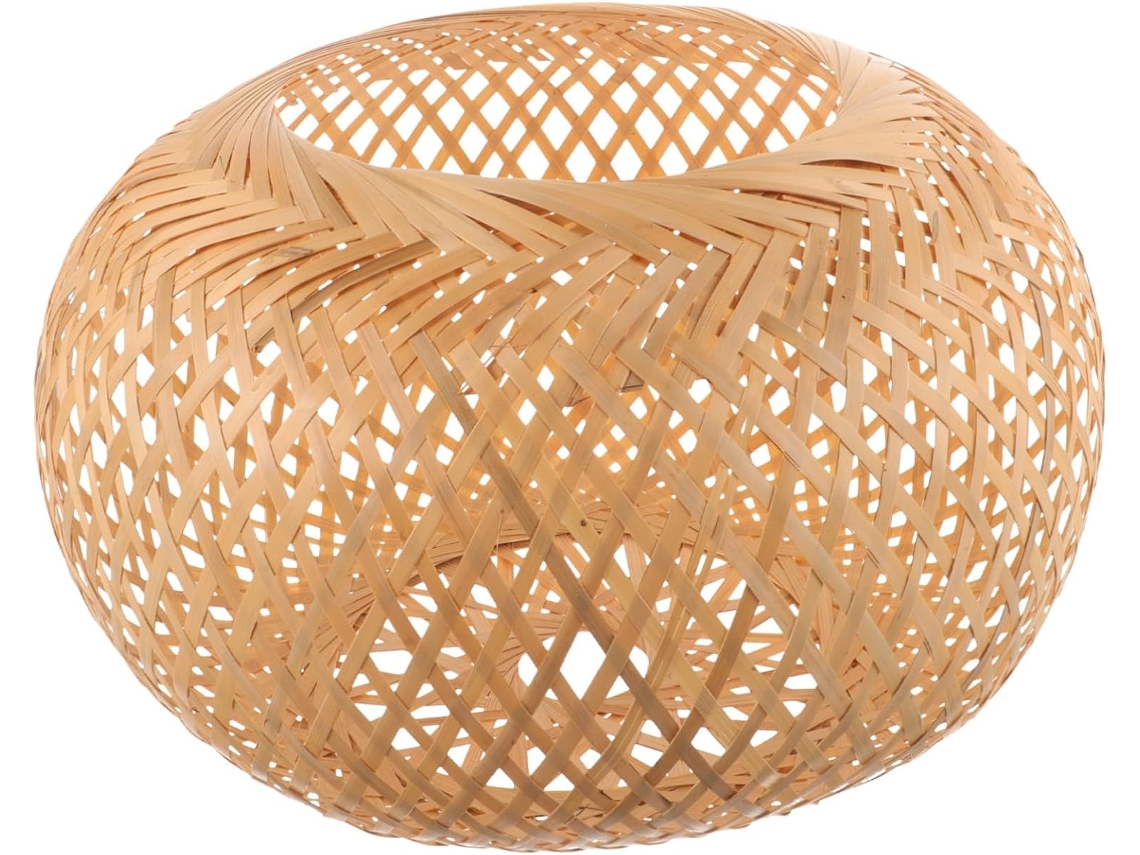 Lámpara Colgante De Bambú Tejido, Multiusos, Estructura Trenzada, Luz Suave Para Techo.