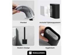 Escobilla de baño de silicona diseño elegante, montaje en pared, sin perforación