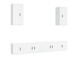 Conjunto de mueble para TV de 6 piezas, madera procesada, blanco, MAISON EXCLUSIVE