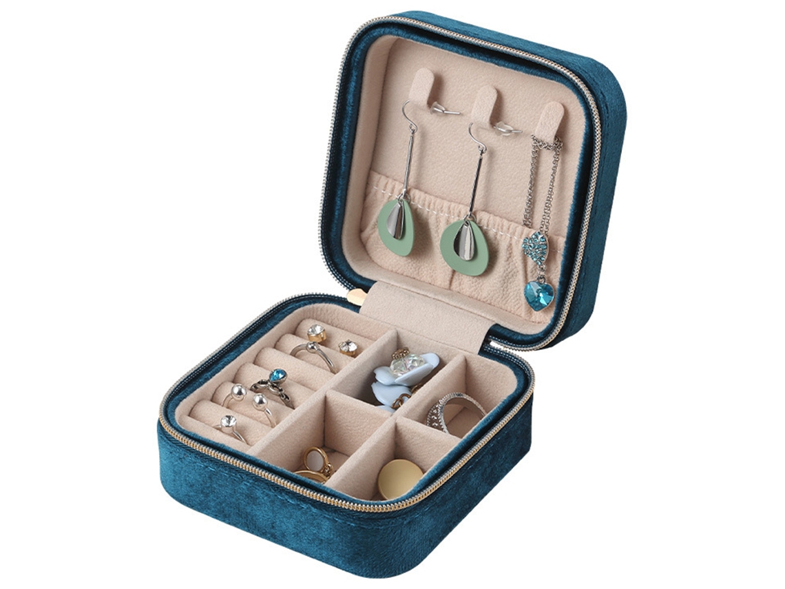 Caja de joyas de viaje de terciopelo con espejo, regalo para niñas Kofihety