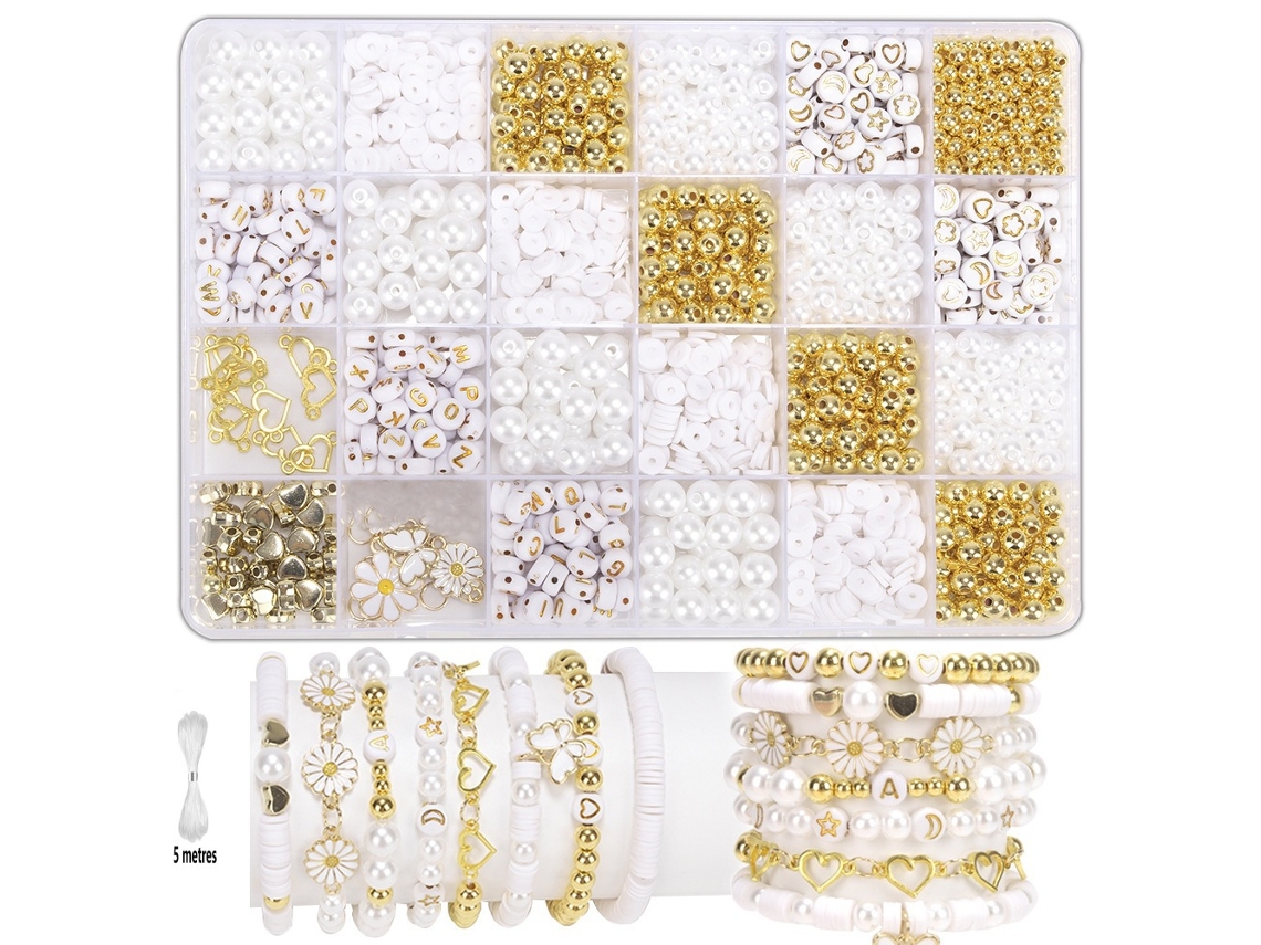 Lámina de arcilla polimérica perlada con letras, accesorios para pulseras, collares y bisutería DIY. Yunzii