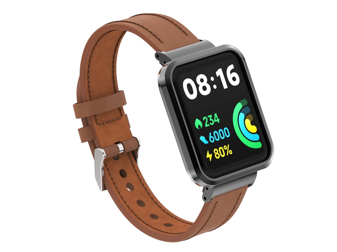 Correa Smartwatch para Xiaomi Redmi Watch 2 Lite Correa de Cuero con Marco Marrón YUYSAN