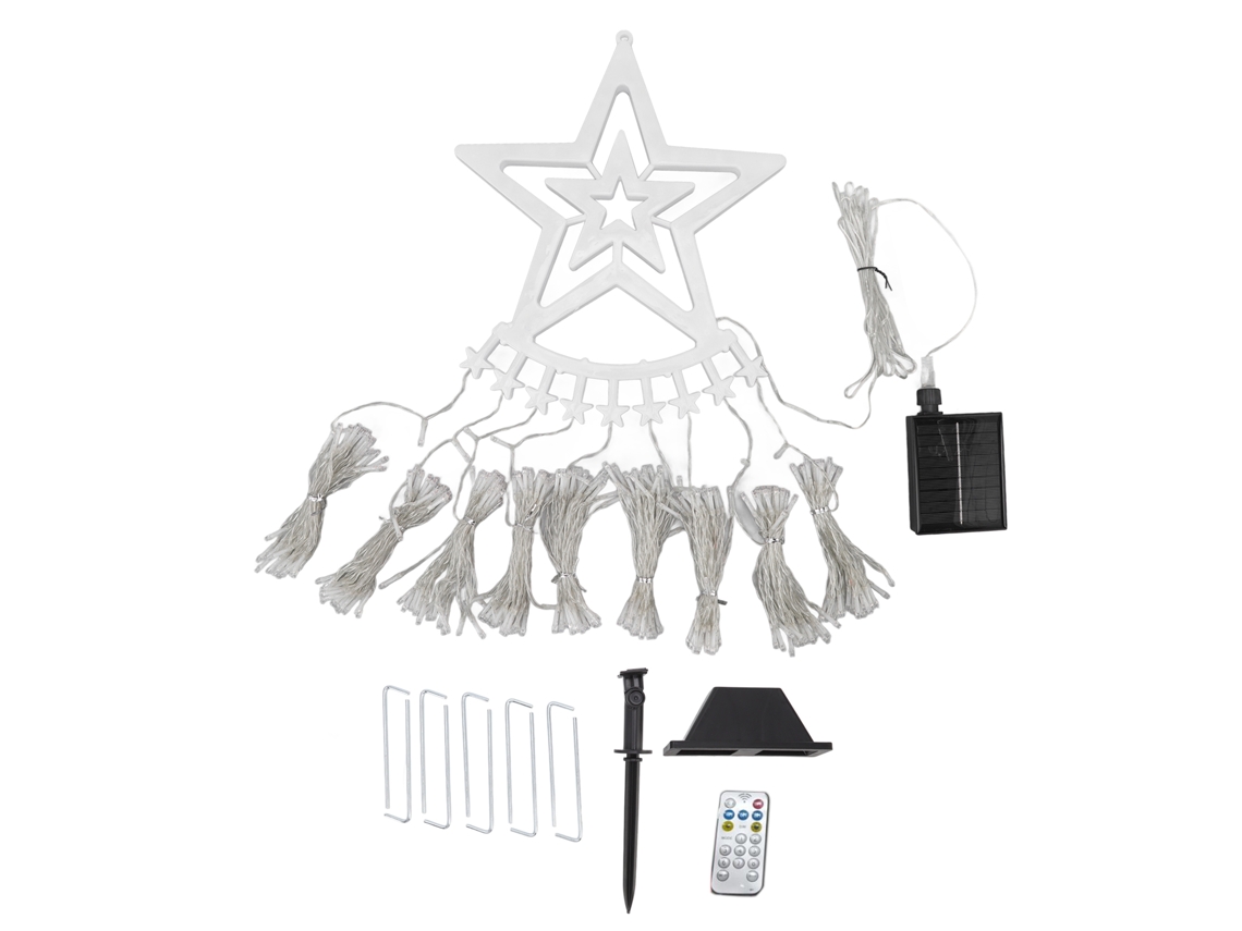 2026-luces Cascade Navidad Solar 350led 8 Modos Impermeable Con Control Remoto Luz Cálida Exterior Para Árbol De Navidad