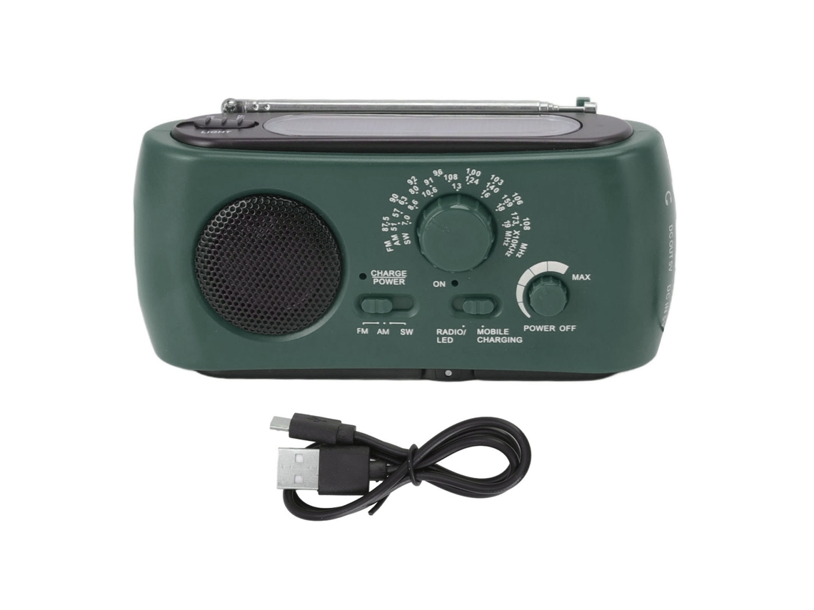 Yncm2026-radio De Emergencia Meteorológica Portátil Am Fm Sw Con Batería Solar, Manivela Y Linterna Led Para Camping Y Exterior Verde