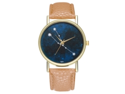 Reloj De Pulsera Para Pareja Con La Constelación De Tauro, Cuero Beige, Estilo Moderno, Movimiento De Cuarzo, Hipoalergénico.