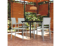 5 Piezas Conjunto De Jantar Para Jardim Branco Dkd Home Decor