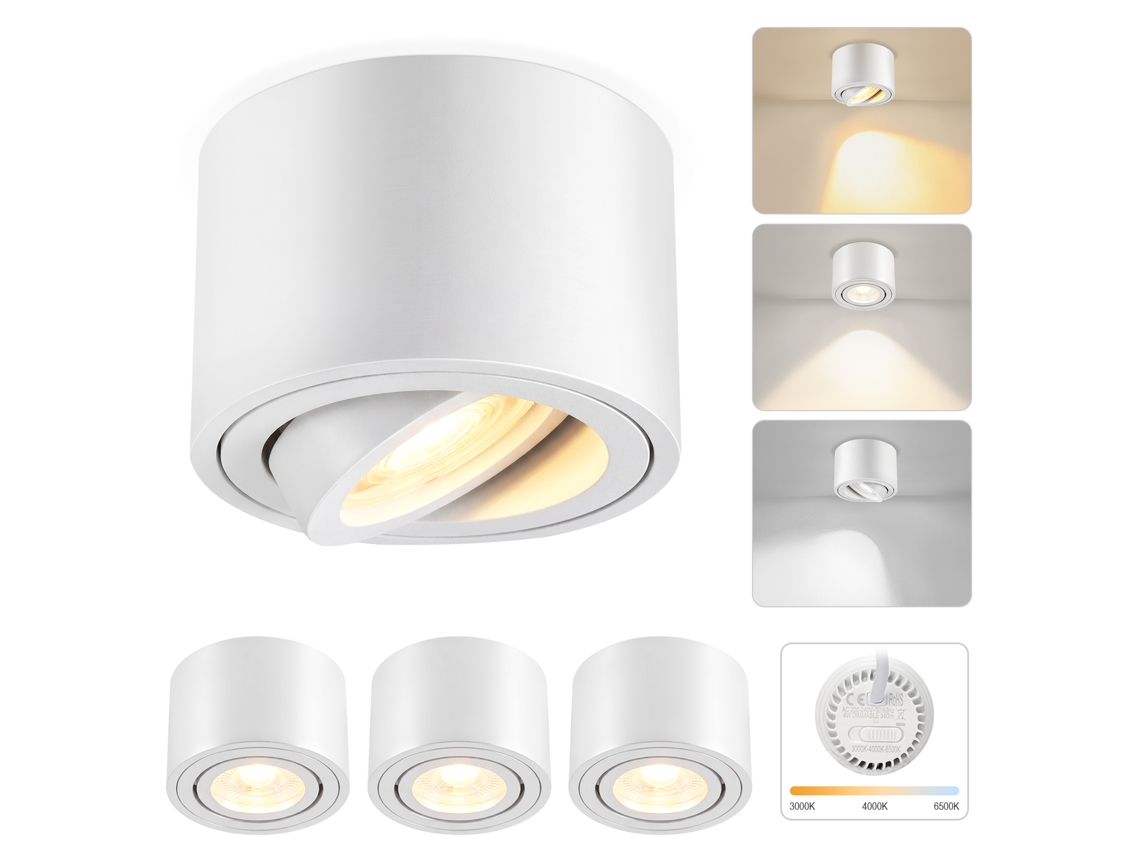 Zmh Foco Led Redondo Empotrable Blanco 4w Para Techos 3000k-6500k Regulable En 30° Adecuado Para Salón O Pasillo