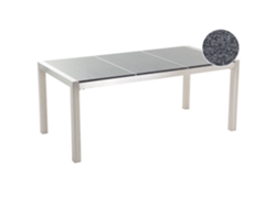 Mesa de comedor para 6 personas BELIANI Grosseto de Granito, Acero inoxidable Gris 90x180x74