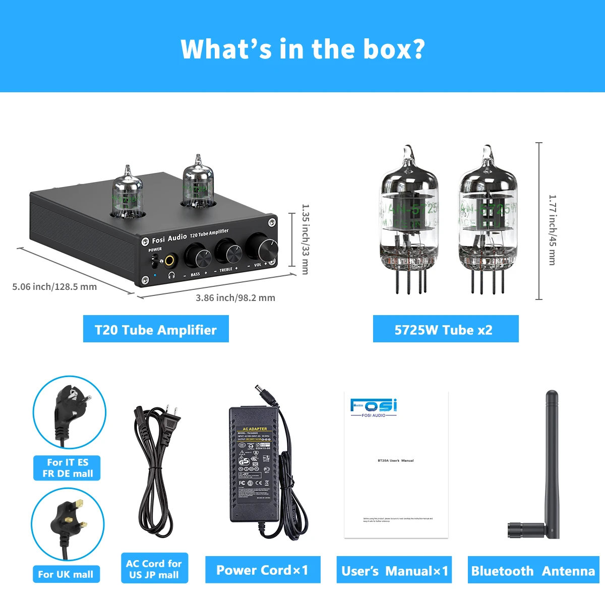 Amplificador Valvulado Bluetooth com Aptx Hd e Potência Estéreo de 50w MDUG (com Fonte de Alimentação)