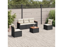 Conjunto de sofás de jardín de 6 piezas DKD Home Decor con cojines de mimbre negros