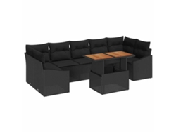 Maison Exclusive - Conjunto De Comedor De Jardín Con Cojín 8 Pcs Negro Y Marrón