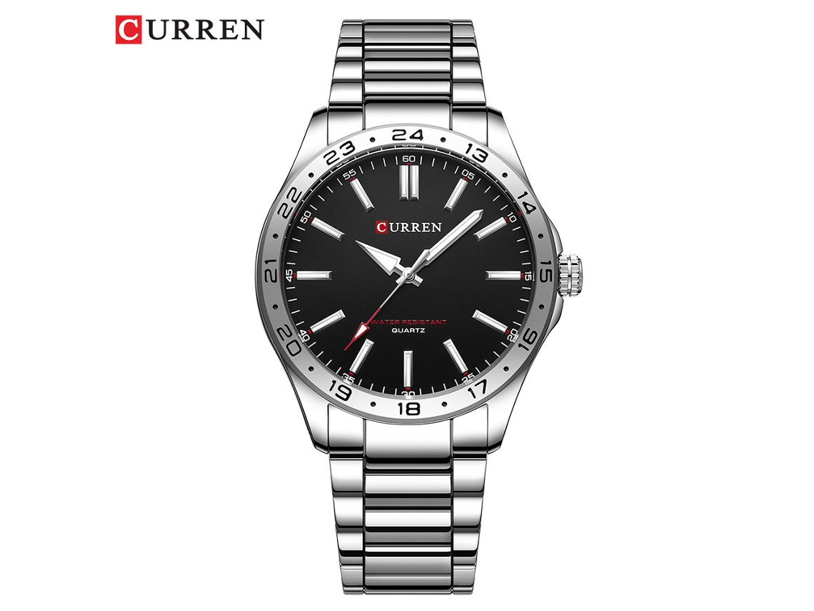 Reloj De Pulsera Redondo De Cuarzo Para Hombre, Resistente Al Agua, Con Correa De Acero (blanco Y Negro).