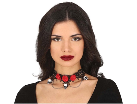 Accesorio GUIRCA Collar con Calaveras y Rosas Rojas