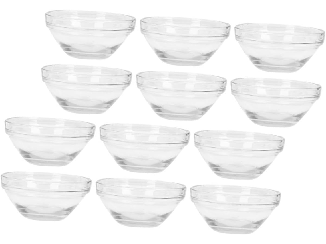 Juego De 12 Cuencos De Vidrio Transparentes Para Mascarillas Faciales Y Aceites.