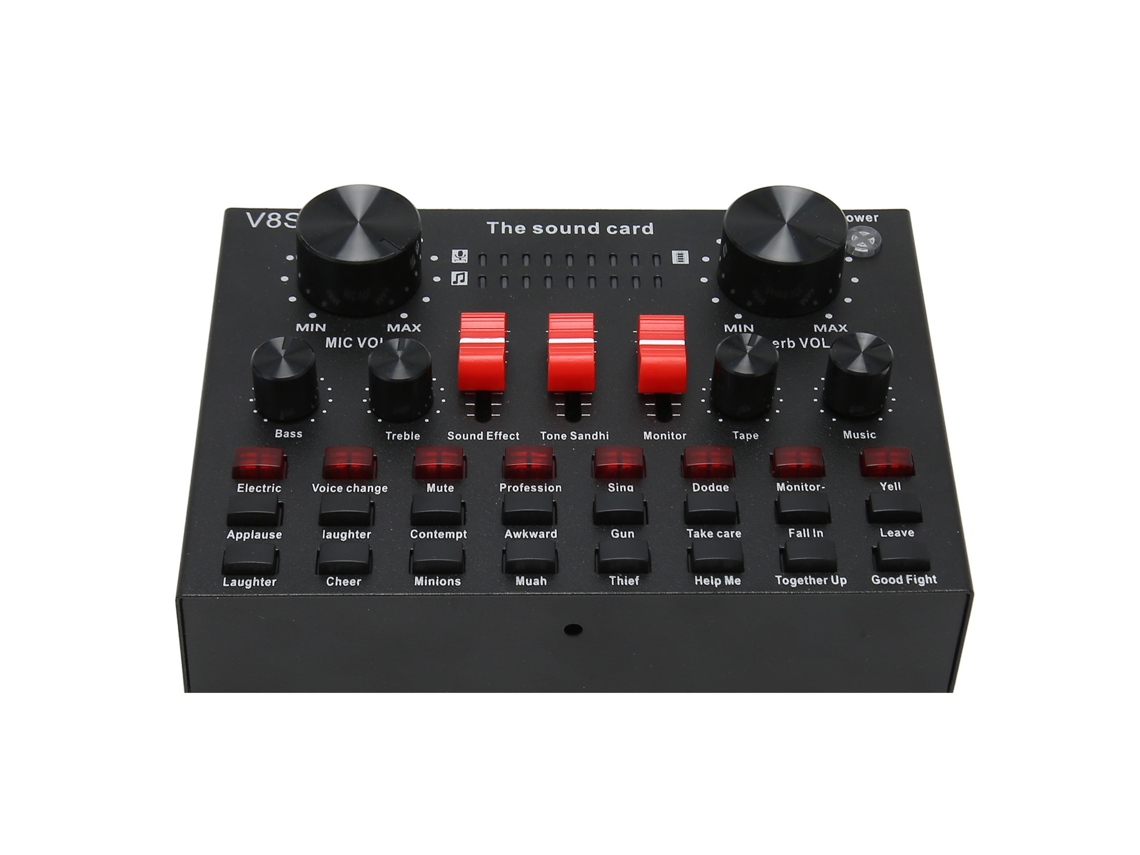 Tarjeta De Sonido Bluetooth Con 8 Modos Y 16 Efectos De Sonido Para Karaoke Y Transmisión En Vivo - Negra