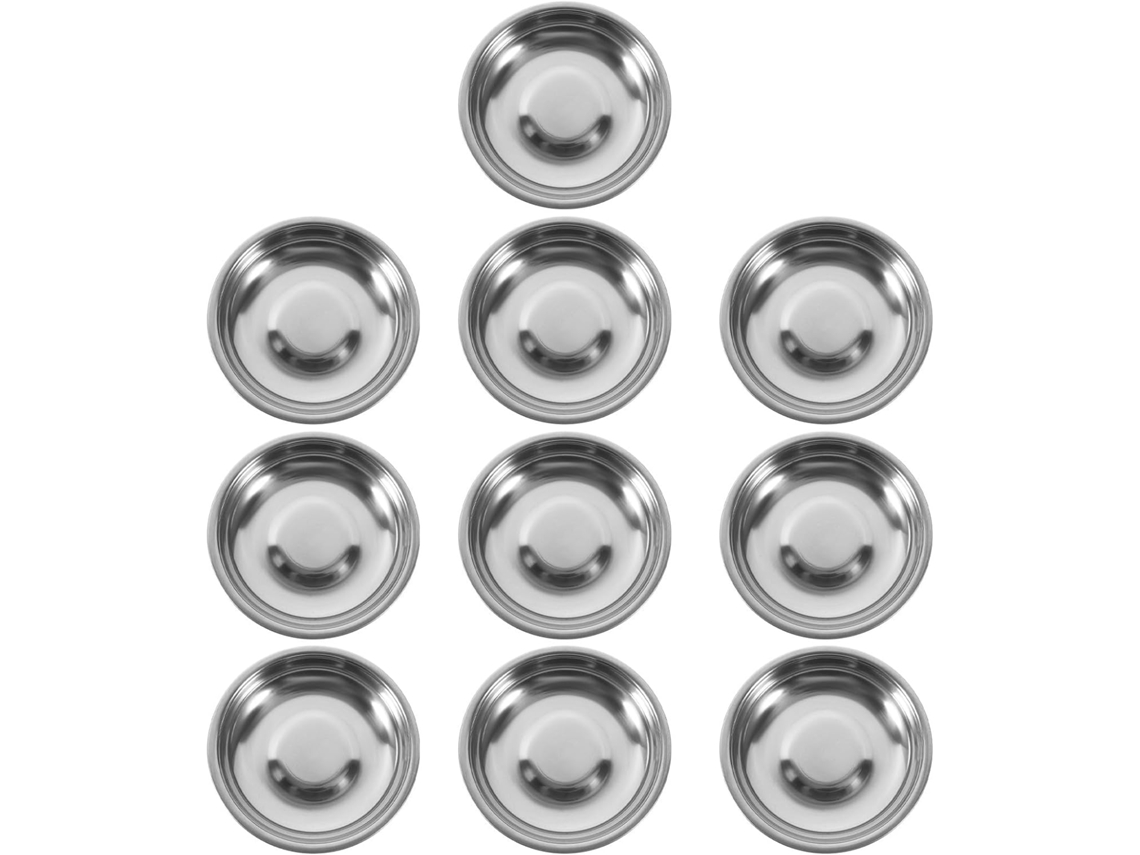 Conjunto De 10 Tigelas Redondas De Aço Inoxidável De 10 Cm Para Molho (não Magnéticas)