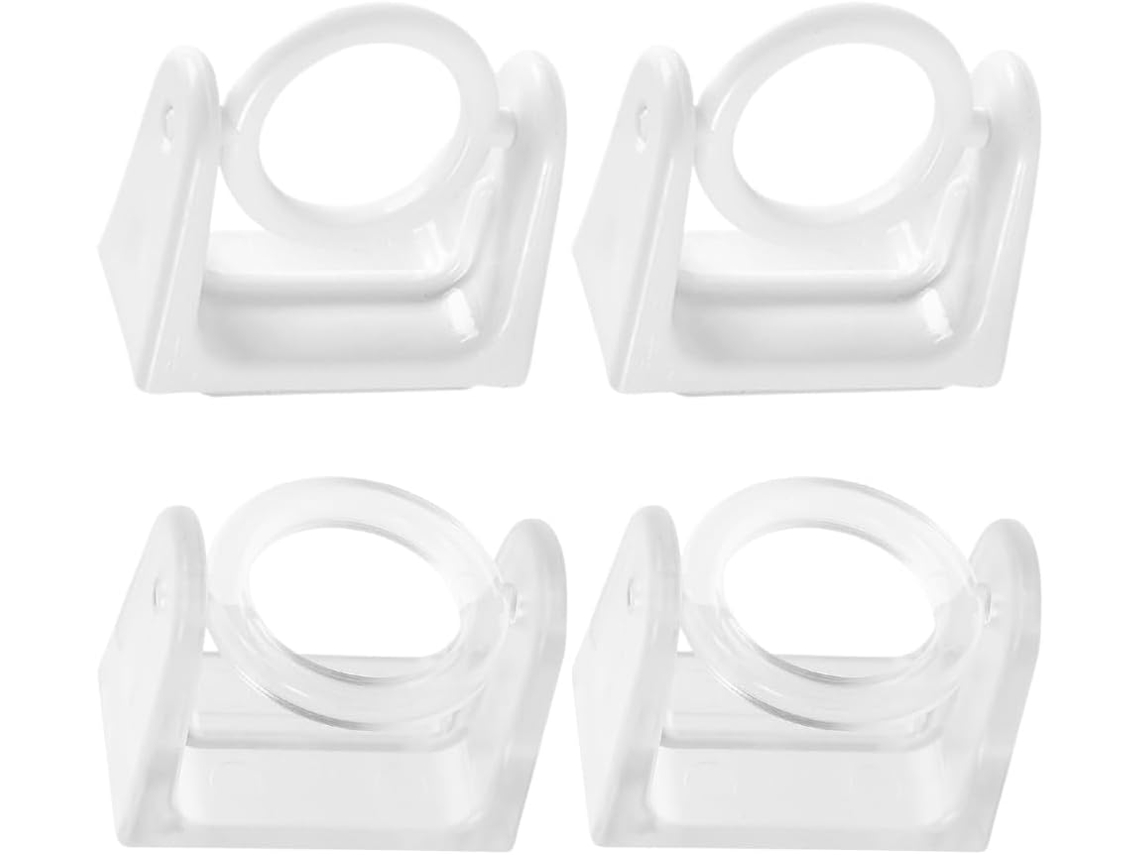 Juego de 4 soportes para barra de cortina de ducha, soporte telescópico autoadhesivo con rotación de 360°, soporte Slowmoose
