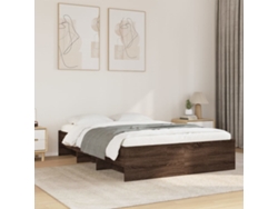 Estructura De Cama Sin Colchón Madera Marrón Roble 120x200 Cm