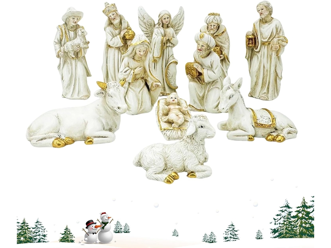 Belén De 11 Piezas: Decoración Religiosa Para El Hogar Y Celebraciones En La Iglesia.