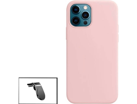 Kit Soporte Magnético L Safe Driving Coche y Funda Silicona Liquida Apple iPhone 13 Pro Max PHONECARE Rosa